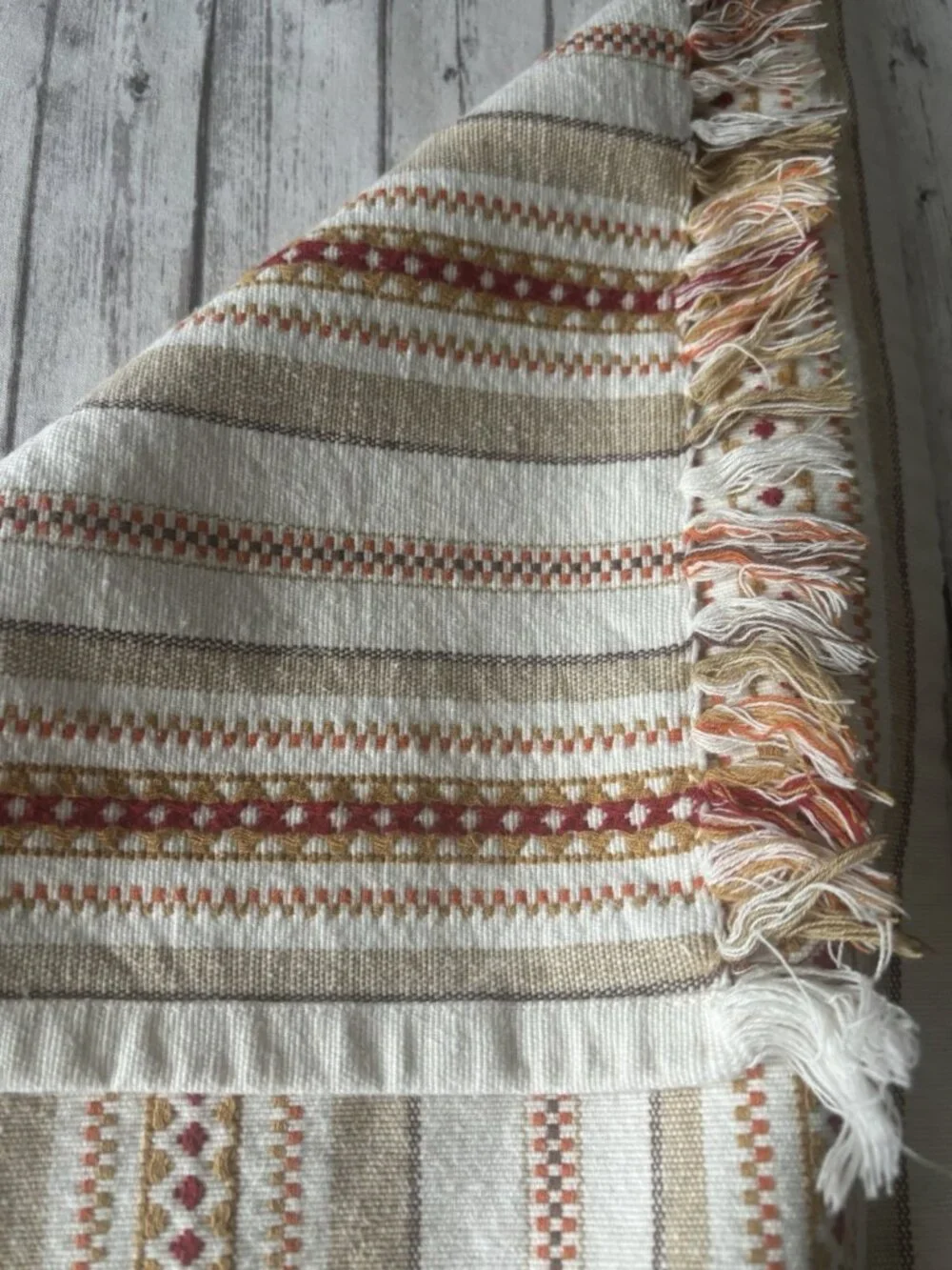 Pier 1 Imports Textured Woven Striped Fringe Table Runner 67